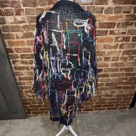 Hand Knitted Sz XL Dazzle Tassel Sweater Art To Wear Chunky Knit Unique Colorful - Picture 5 of 8